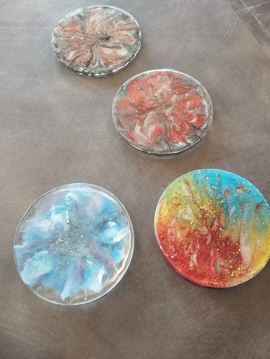 Dessous de verre en résine époxy - Plusieurs couleurs